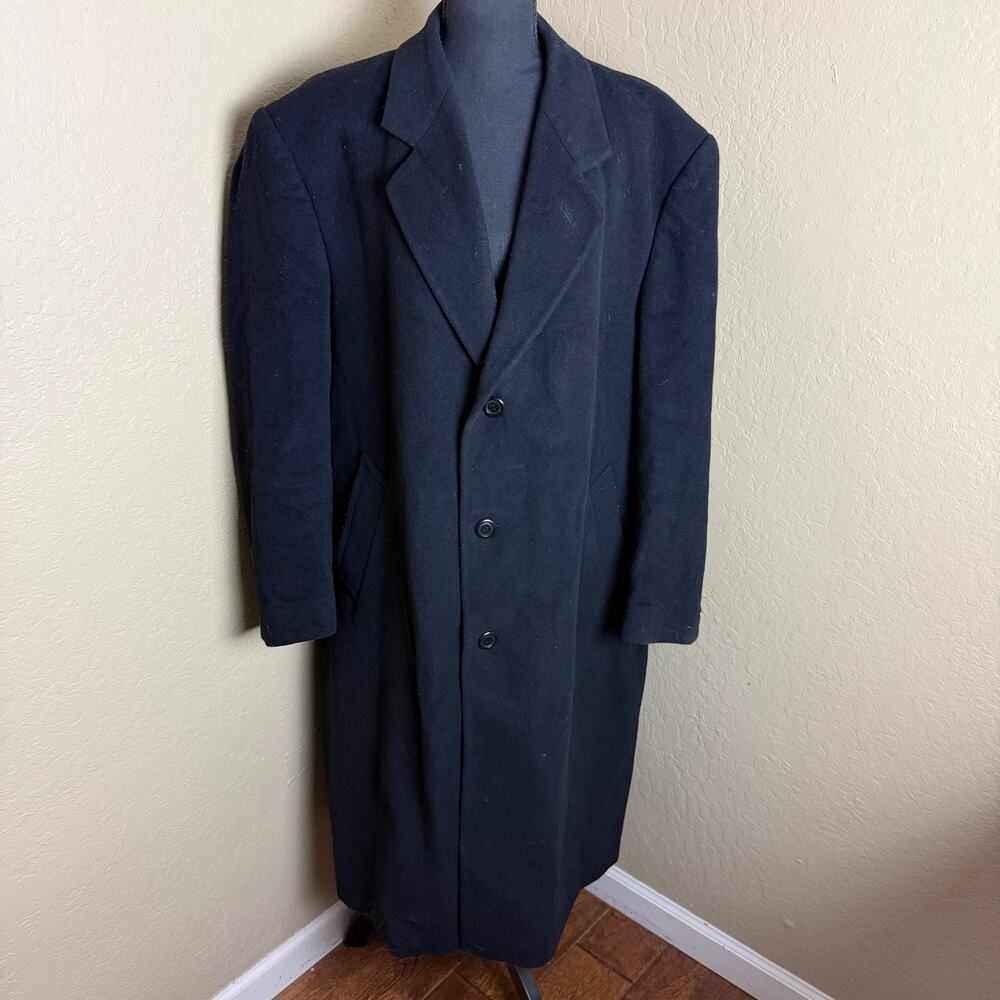 Silver Cloud Men's Overcoat 46R Black Wool Cashmere Blend Made in Bulgaria